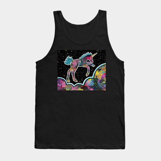 Galaxy Dancing Unicorn - Pink and Blue Tank Top by mellierosetest